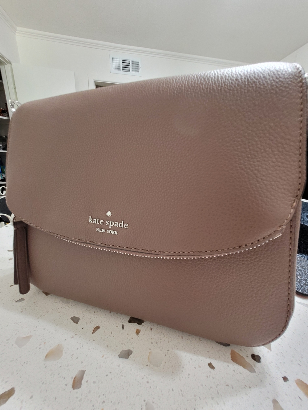 Kate Spade Pebbled Leather Crossbody Clutch - Mauve Taupe